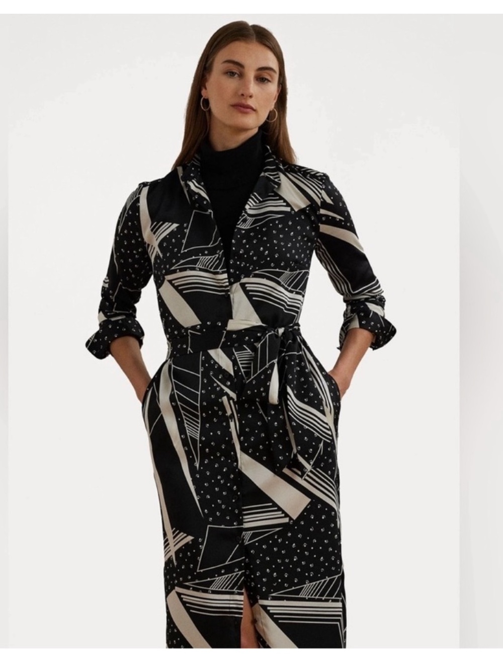 NWT Lauren Ralph Lauren
GEO PRINT BELTED TWILL SHIRTDRESS - Picture 2 of 7